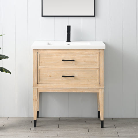 Clara 30" Single Bathroom Vanity Set - Teak White