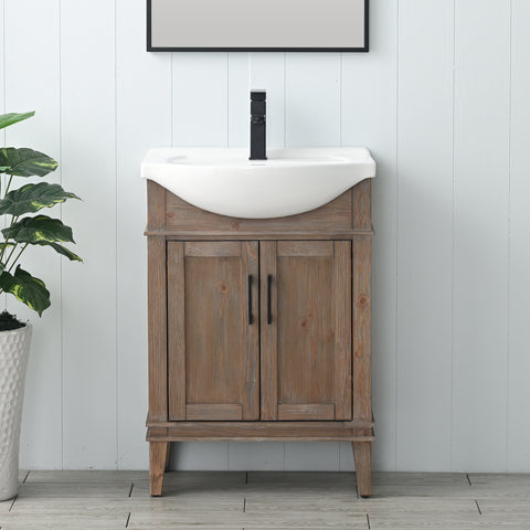 Ivy 24" Single Bathroom Vanity Set - Brown Spruce