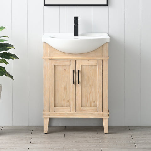 Ivy 24" Single Bathroom Vanity Set - Teak White