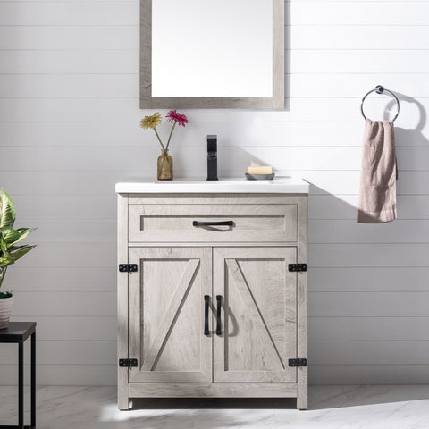 Ethan 30" Modern Farmhouse Bathroom Vanity Set - Gray Wash