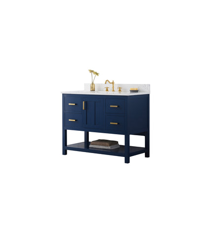 Henry 42" Modern Style Vanity with Carrara White Top - Blue