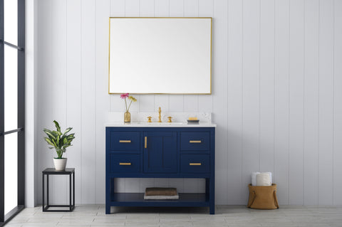 Henry 42" Modern Style Vanity with Carrara White Top - Blue