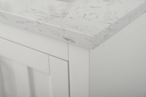 Henry 42" Modern Style Vanity with Carrara White Top - White