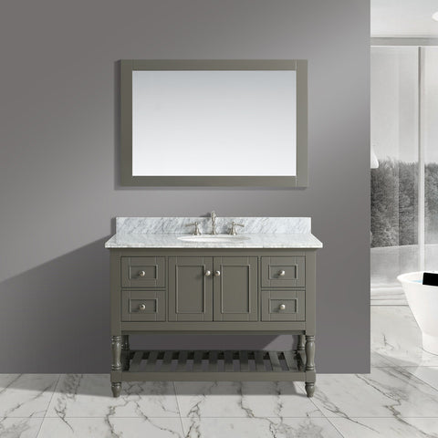 Silvia 48" Vanity Set with White Italian Carrara Marble Top - Distressed Gray (SOLD OUT)