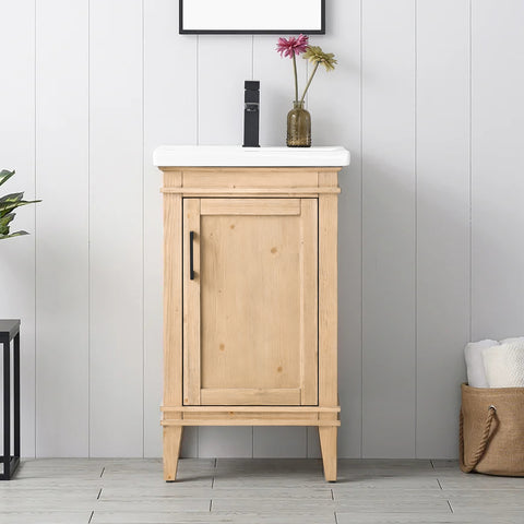 Avery 20" Single Bathroom Vanity Set - Teak White