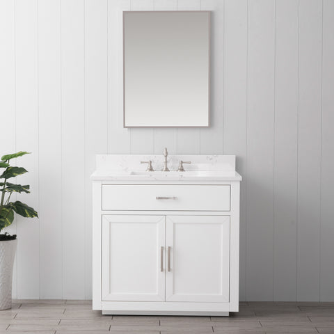 Grace 36" Vanity Set with Carrara White Top - White