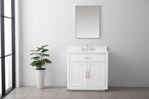 Grace 36" Vanity Set with Carrara White Top - White