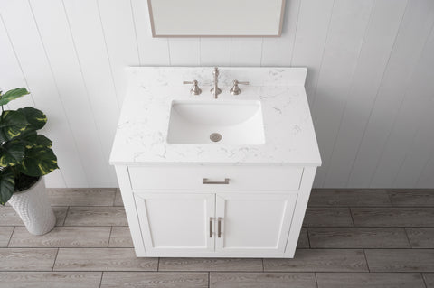 Grace 36" Vanity Set with Carrara White Top - White