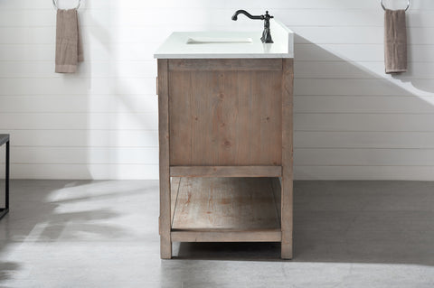 Harvey 60" -  Rustic Modern Farmhouse Vanity with Carrara White Top - Brown Spruce (Single Sink)