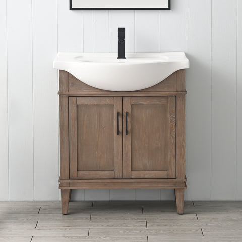 Ivy 30" Single Bathroom Vanity Set - Brown Spruce