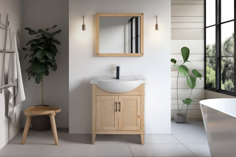 Ivy 30" Single Bathroom Vanity Set - Teak White