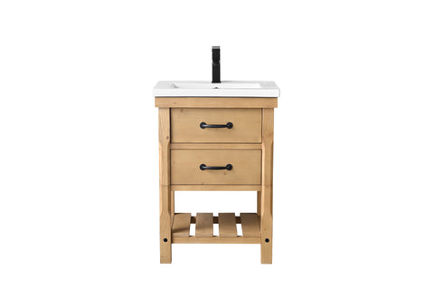 Jack 24" Rustic Modern Farmhouse Vanity with White Top - Natural