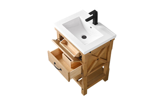 Jack 24" Rustic Modern Farmhouse Vanity with White Top - Natural