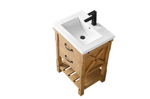 Jack 24" Rustic Modern Farmhouse Vanity with White Top - Natural