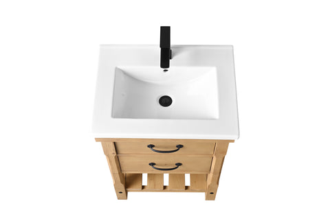 Jack 24" Rustic Modern Farmhouse Vanity with White Top - Natural