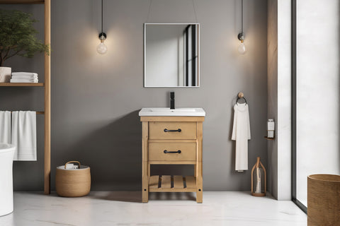 Jack 24" Rustic Modern Farmhouse Vanity with White Top - Natural