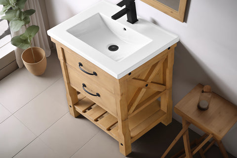 Jack 24" Rustic Modern Farmhouse Vanity with White Top - Natural