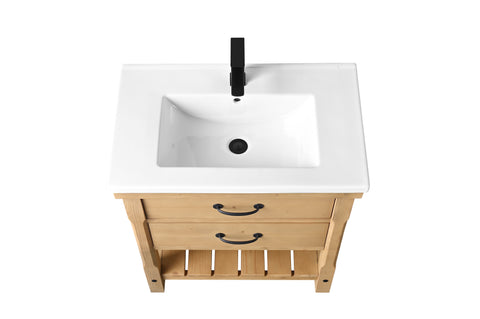 Jack 30" Rustic Modern Farmhouse Vanity with White Top - Natural