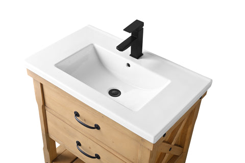 Jack 30" Rustic Modern Farmhouse Vanity with White Top - Natural