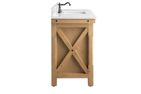 Jack 48" Rustic Modern Farmhouse Vanity with Carrara White Top - Natural