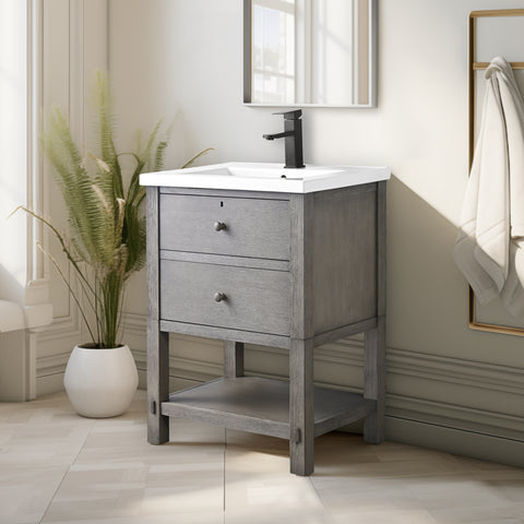 Katie 24" Rustic Modern Farmhouse Vanity - Driftwood Gray