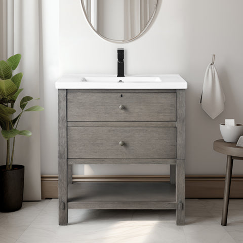 Katie 30" Rustic Modern Farmhouse Vanity - Driftwood Gray