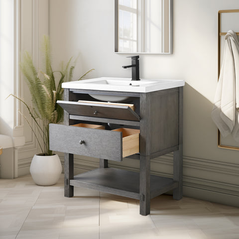 Katie 30" Rustic Modern Farmhouse Vanity - Driftwood Gray