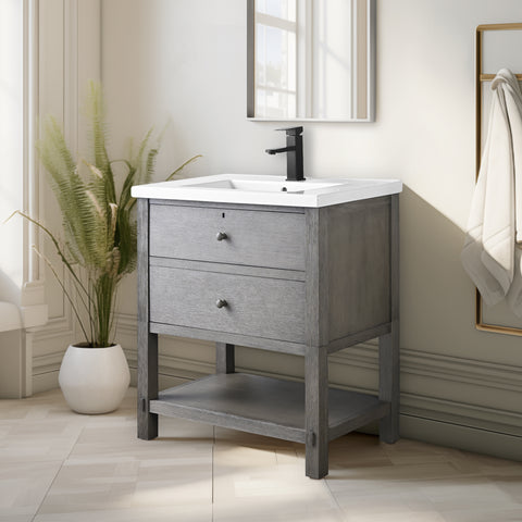 Katie 30" Rustic Modern Farmhouse Vanity - Driftwood Gray