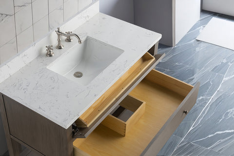 Katie 42" Modern Farmhouse Vanity with Carrara White Top - Driftwood Gray