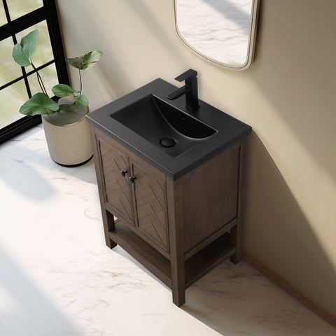 Landon 24" Single Bathroom Vanity Set - Black Top