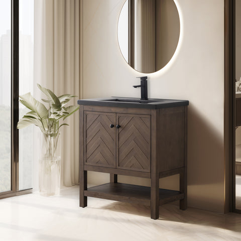 Landon 30" Single Bathroom Vanity Set - Black Top