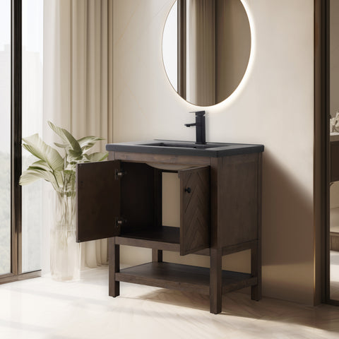 Landon 30" Single Bathroom Vanity Set - Black Top