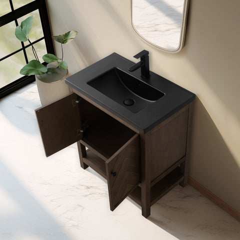 Landon 30" Single Bathroom Vanity Set - Black Top