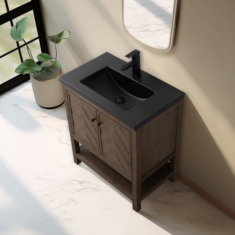 Landon 30" Single Bathroom Vanity Set - Black Top