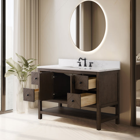 Landon 48" Modern Herringbone Pattern Bathroom Vanity