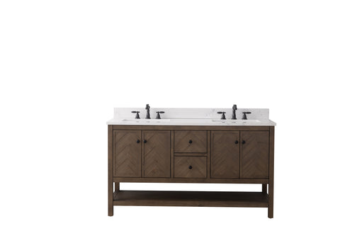 Landon 60" Modern Herringbone Pattern Bathroom Vanity