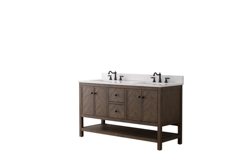 Landon 60" Modern Herringbone Pattern Bathroom Vanity