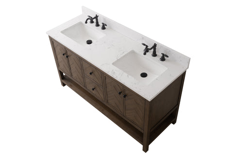 Landon 60" Modern Herringbone Pattern Bathroom Vanity