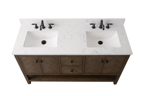 Landon 60" Modern Herringbone Pattern Bathroom Vanity