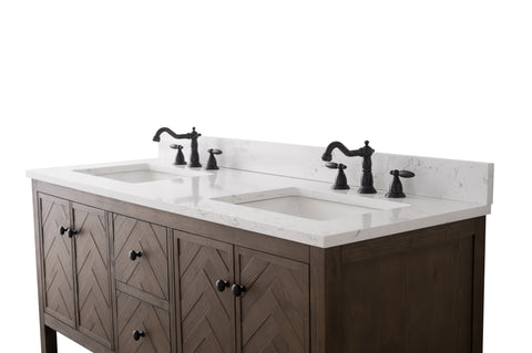 Landon 60" Modern Herringbone Pattern Bathroom Vanity