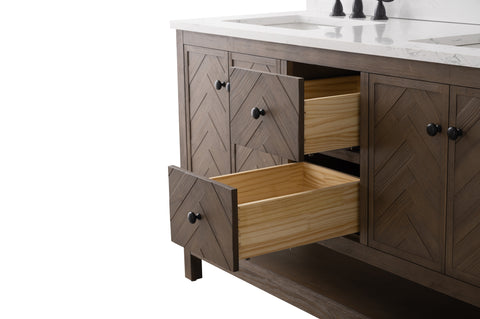 Landon 60" Modern Herringbone Pattern Bathroom Vanity