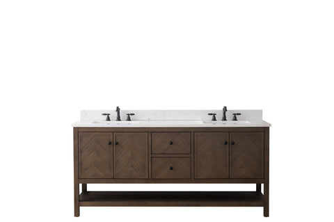 Landon 72" Modern Herringbone Pattern Bathroom Vanity