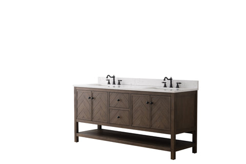 Landon 72" Modern Herringbone Pattern Bathroom Vanity