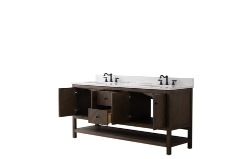 Landon 72" Modern Herringbone Pattern Bathroom Vanity