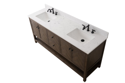 Landon 72" Modern Herringbone Pattern Bathroom Vanity