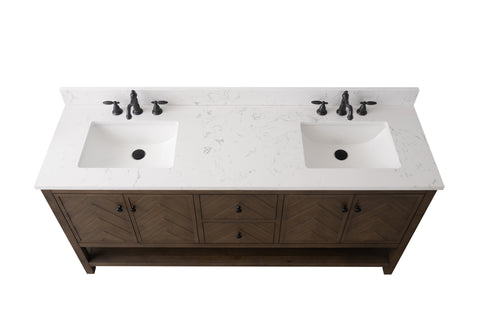 Landon 72" Modern Herringbone Pattern Bathroom Vanity