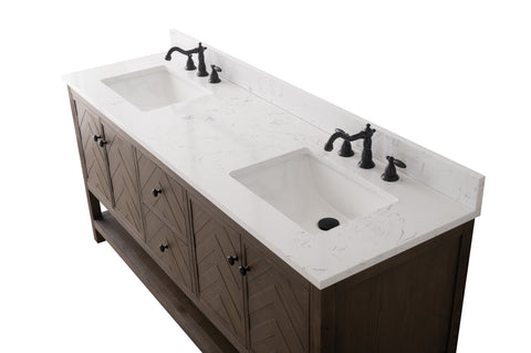 Landon 72" Modern Herringbone Pattern Bathroom Vanity