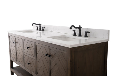 Landon 72" Modern Herringbone Pattern Bathroom Vanity