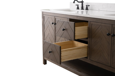 Landon 72" Modern Herringbone Pattern Bathroom Vanity