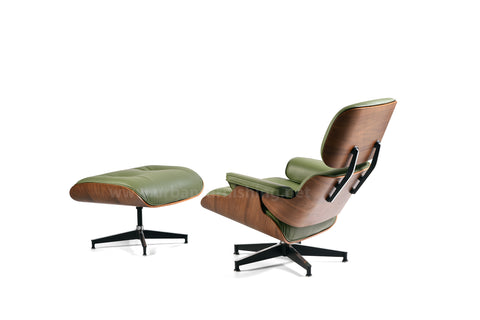 Mid-Century Plywood Lounge Chair and Ottoman - Olive/Walnut, TALL Version